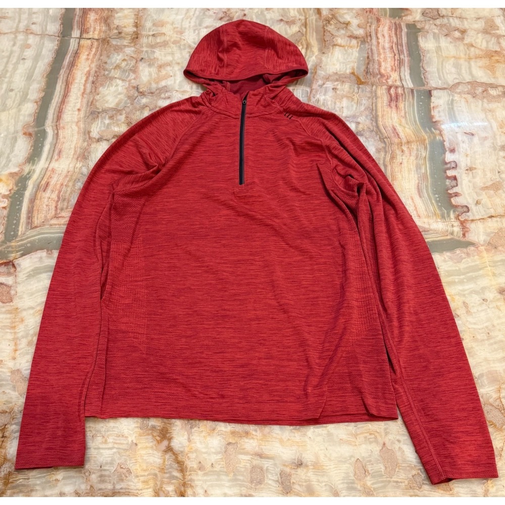 lululemon athletica Red Marled Half-Zip Hoodie